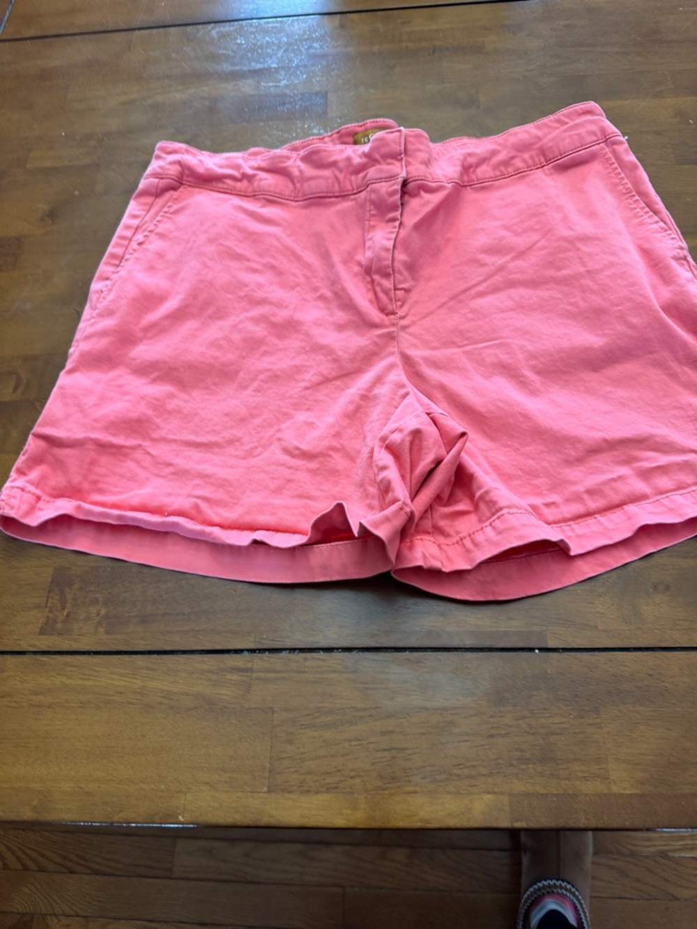 High-Rise Coral Cotton Blend Women's Shorts